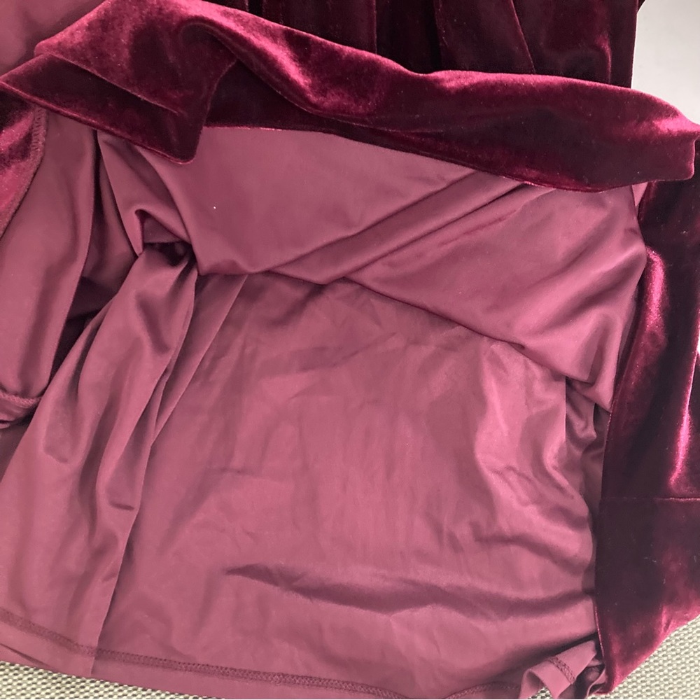 Adrianna Pepell Long Sleeve Velvet Tuxedo Faux Wrap Dress size 18W in Maroon - Picture 9 of 13